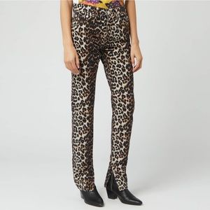 Ganni Leopard Print High Rise Jeans